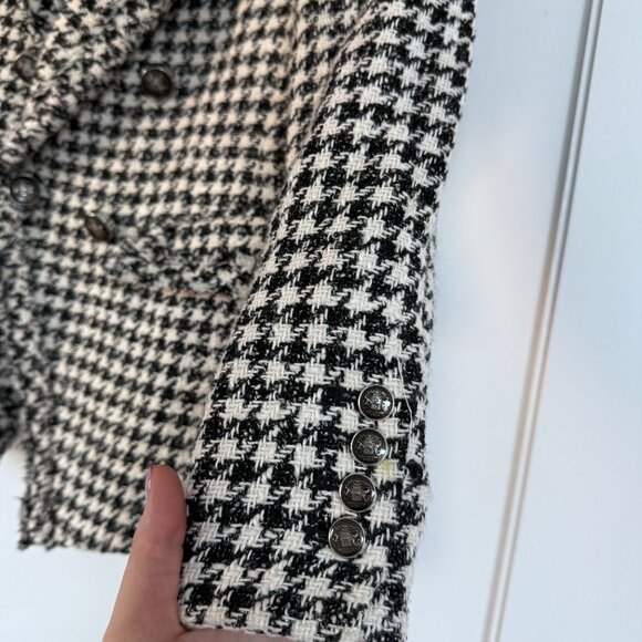 Veronica Beard Miller Houndstooth Blazer Dickey Jacket Fringe Trim Tweed Sz 10 - Picture 3 of 10